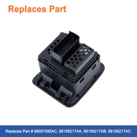 Power Window Master Switch and Bezel. Replaces Part 68057595AC, 68156217AA, 68156217AB, 68156217AC. Compatible with 2011-2017 Jeep Wrangler.