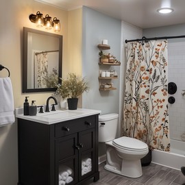 LOG BARN Bathroom Wall Light Fixtures, 3-Light Black Farmhouse Mason Jar Vanity Light Over Mirror for Hallway, Bedroom, Kitchen, and Living Room