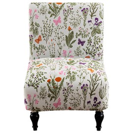 Ausing Armless Chair Cover Printed Removable Slipper Chair Slipcover Decorative Furniture Protector Stretch Accent Chair Covers for Living Room Colorful Sage