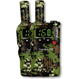 Stabo Elektronik Freecomm 330 20330 Radio Mobile Phones Set of 2 Camouflage Green 2 Radios with LCD Display Walkie Talkies for Short Distances
