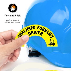 Qualified Forklift Driver Hard Hat Sticker, (2 Pack) 2.25 x 4.5 Inches, Construction Hat Decal, Made in USA by Sigo Signs