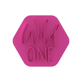LissieLou Wild One Cookie Stamp Baby Shower or Gender Reveal Party Icing Fondant Embosser - Light Pink