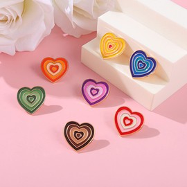 ROFARSO Colorful Love Heart Enamel Lapel Pin Set Cartoon Love Life Pin, Accessory for Backpacks Clothing Bags Hats Shirts (7piccs pin set)