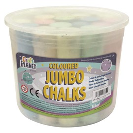 Craft Planet Jumbo Chalk, Multicoloured, Pack Of 20, Art & Craft Fun For Kids, Drawing, Pavement, Playground, School, Home, Garden, Games, Paper