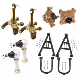 Unbranded Go Kart Front Suspension Shock Swing Arm Kit Tie Rod Steering Spindle Wheel Hub
