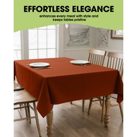 Pureegg Rectangle Linen Tablecloth Waterproof & Stain Resistant, Wrinkle-Free Table Cloth, Ideal forThanksgiving Decorations, Harvest Party, Fall Tablecloths, 52 x 70 Inch, Terracotta