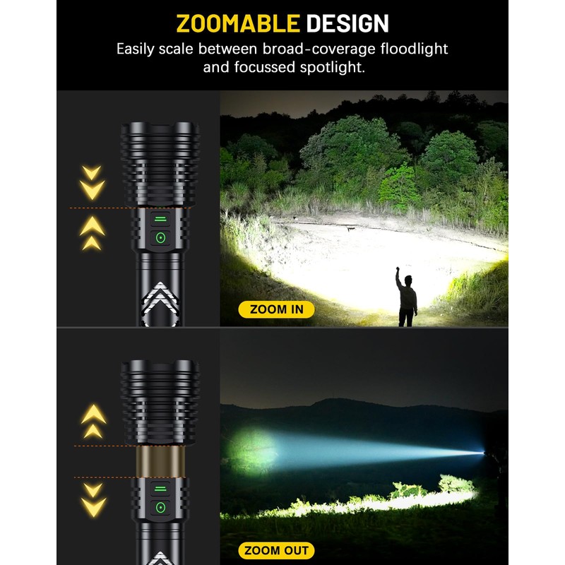 Rechargeable Flashlights 2000 High Lumens - Super Bright LED Flashlight