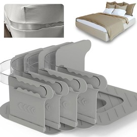 ADLUH Bed Sheet Holder, Bed Sheet Tensioner, Easy to Use, Removable and Adjustable, 4 Heights, Bed Sheet Holder, Bed Sheet Tensioner, Adjustable for Mattresses from 8-30 cm, Thick, Easier (Grey)