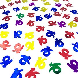 16 Confetti-Number Confetti Birthday Anniversary Party Decoration (Multicolor,"16")