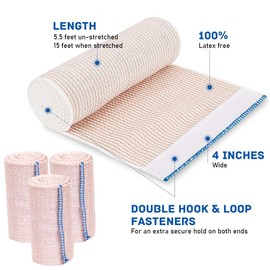 Elastic Bandage Wrap 6 Pack Stretch Compression Bandage Wraps Stretches up to 4.5M for Legs Knees Ankles Wrists Elbows Shoulders Athletic Stretchable Bandage Wrap with Self-Closure