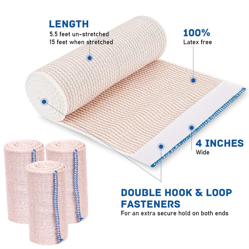 Elastic Bandage Wrap 6 Pack Stretch Compression Bandage Wraps Stretches