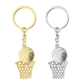 2Pcs Basketball Hoop Keychains Gift for Boys Girls Kids Sports Themed Gifts for Women Men Basketball Bag Key Chain Charm for Wallet Purse Keyring Basketball Birthday Gifts for Husband Boyfriend Friend