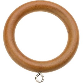 Jasmine Waldorf Wooden Curtain Pole Rings Pack of 6 (Teak Effect, 6)