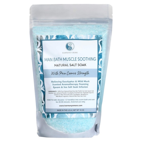 Best Man Bath Salt Soak Infusion - Epsom - Pacific Sea Salt Mix - Soothes Your Muscles, Balances and Relaxes The Body and Spirit - 16 Oz