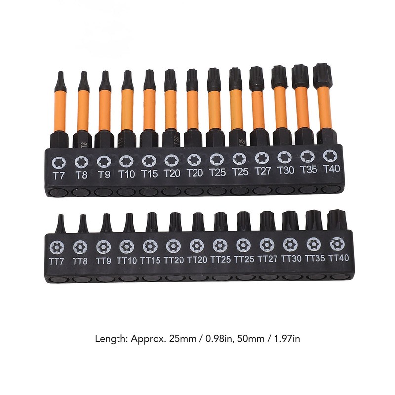 26Pcs Screwdriver Bit Star S2 Alloy Steel 1/4in Hex Shank