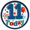 Age 11 Birthday Badge Blue, Red And Silver Holographic Recyclable