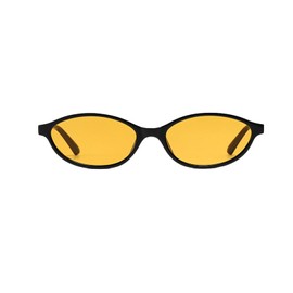 Long Keeper Oval Sunglasses for Women Fashion Small Cat Eyes Sunglasses Narrow Frame Oval Glasses UV400 Protection, Black Yellow