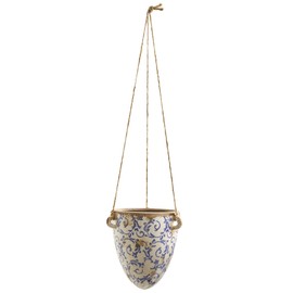 Nearly Natural 2ft. Tuscan Hanging Ceramic Scroll Planter