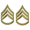 Army E6 Staff Sergeant Rank Gold Pin-On - Pair