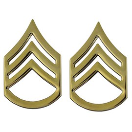 Army E6 Staff Sergeant Rank Gold Pin-On - Pair