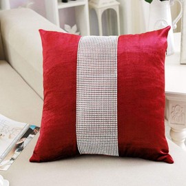 San Tungus Pack of 2, Red Sequined Rhinestone Pillow Cases Covers Elegant Rhinestone Throw Pillow Case Cushion Cover for Wedding Birthday, 18x18 Inches