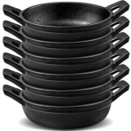 Xvvirnt 6 Pcs Mini Cast Iron Skillets, 4.9 x 4.9 x 1.3 Inch Small Cast Iron Skillet Pan, Mini Frying Pans with Double Handle, Small Ramekins Set, Skillets for Kitchen Indoor Outdoor Picnic