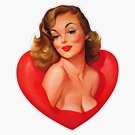 Pin Up Coeur 01 Bumper Sticker Window Vinyl Decal 5"