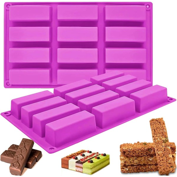 YJWYDM Silicone Granola Bar Mold, 2 Pack Rectangle Silicone Energy