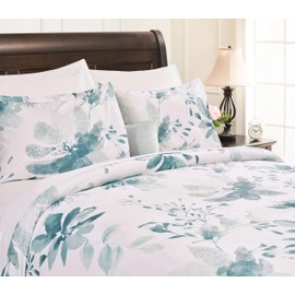 Chanasya Premium Abstract Watercolor Garden Duvet Cover Set - Duvet Cover (90” x 90”) & 2 Pillow Shams (20” x 26”) - 3-Piece Set, Queen Size, Watercolor Garden