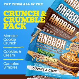 Anabar Protein Bar, The Sampler Pack, The Protein-Packed Candy Bar, World's Best Tasting Protein Bar, No Sugar Alcohols, High Protein, Amazingly Delicious, 20 Grams of Protein (6 Bars, Crunch & Crumble Pack)