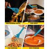 Silicone Soup Ladle and Spaghetti Spoon Set with Wooden Handle,