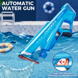 Funwee Electric Water Gun for Adults Kids, Powerful Automatic Squirt Gun, High Powered Shooting 100+ Blasts, Strongest Auto Water Blaster, Long Range, Pool Outdoor Water Toy Game(Blue)