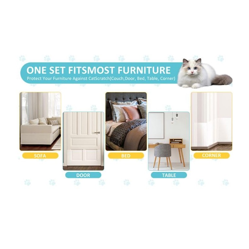 SOVYOULIVE 12-Pack Invisible Cat Scratch Guards for Furniture - Heavy-Duty