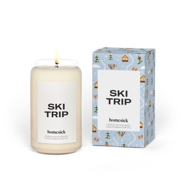 Homesick Premium Scented Candle, Ski Trip - Scents of Frosted Air, Warm Amber, Cinnamon, 13.75 oz, 60-80 Hour Burn, Gifts, Soy Blend Candle Home Decor, Relaxing Aromatherapy Candle
