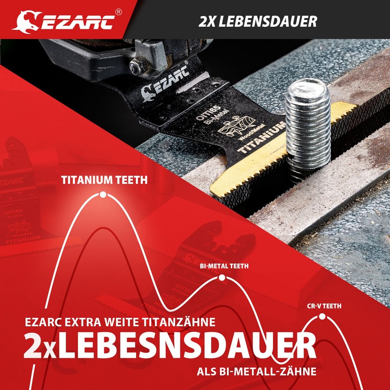 EZARC 3-Piece Multitool Saw Blades Titanium Extended Oscillating Saw Blades