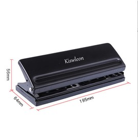 Kiswleon 6 Hole Punch Binder Puncher, Office Binder Puncher for Adjustable Spacing Metal Hole Punch for A3 A4 A5 A6 B3 B3 B4 B5 B6 B7 Size Six Ring Binder Planner, 8 Sheets Punching Capacity (Black)