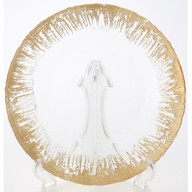 Vetro Felice 349128P Platter Western Tableware Plate, Gold, 11.0 inches (28 cm), Happy Glass, Flash