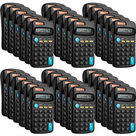 36 Packs Pocket Size Mini Black Calculator Basic Calculators for Handheld Angled Students 8 Digit Display Solar Battery Dual Power Small Calculator for Students Kids Home Office