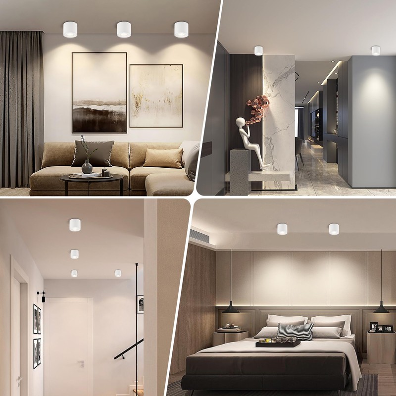 KYOTECH LED Surface-Mounted Spotlight, Flat IP44, White, Surface-Mounted Ceiling Light,