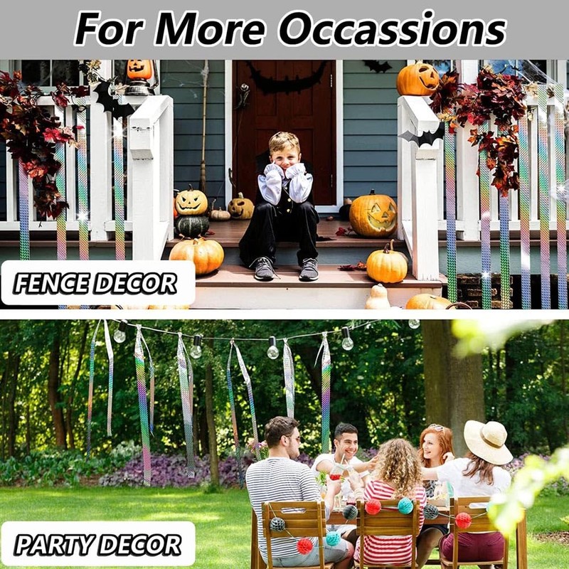 2pcs Bird Scare Tape,Holographic Reflective Bird Scarer Tape, 328ft Dual-Sided