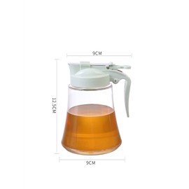 DDMMQS Press On Honey Dispenser Syrup and Sugar Jar No Leak Honey Dispenser Auto Open and Close Flip Top Oil Dispenser Vinegar Dispenser (Blue)