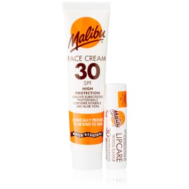 Malibu Duo Pack Sun Protection Face Cream and Lip Balm SPF 30 Water Resistant