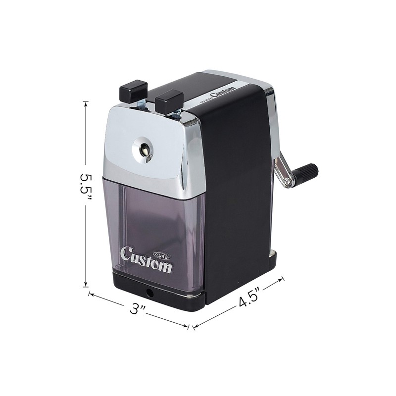 CARL Pencil Sharpener, CC-2000, Custom, Red, 5-Point Selector. Manual, Quiet