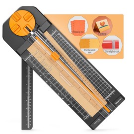 Worklion Scrapbooking Cutting Tool: Paper Cutter 4 in 1 for Craft Edges, Straight,Perforator,Scorer and Wavy on Paper,Cardstock,Ticket,Photo,Coupon,Vinyl,Letter,Postcard,12 inch Cutting Length,Black
