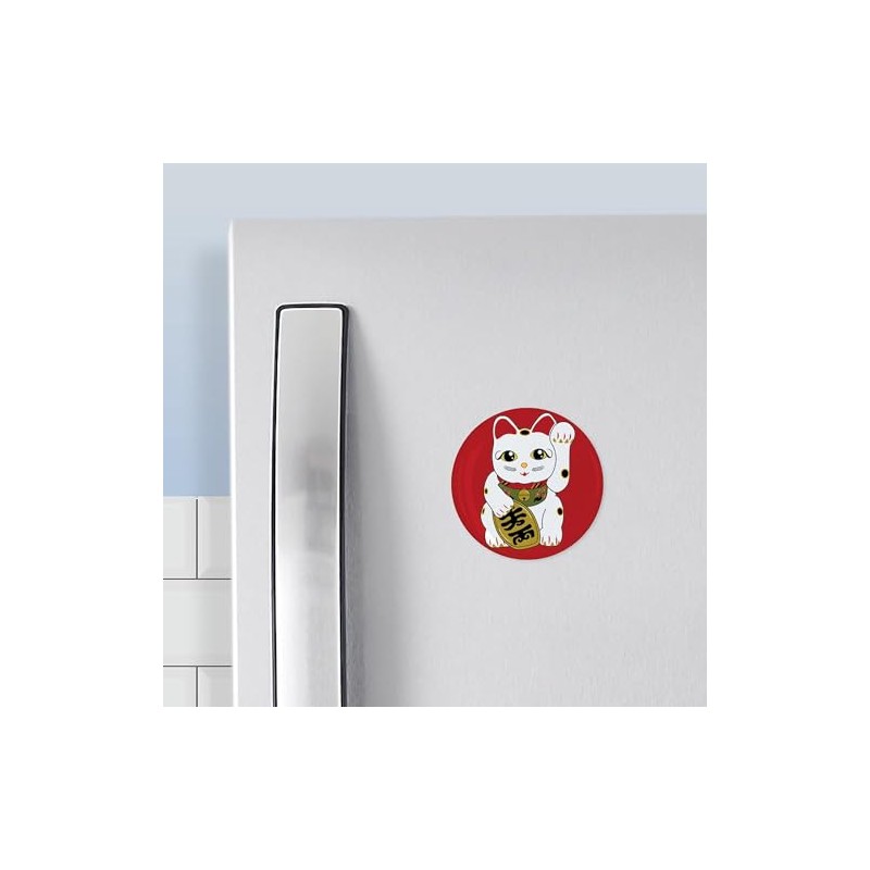 CafePress Maneki Neko Cat Magnet 2.25" Round Magnet, Refrigerator Magnet
