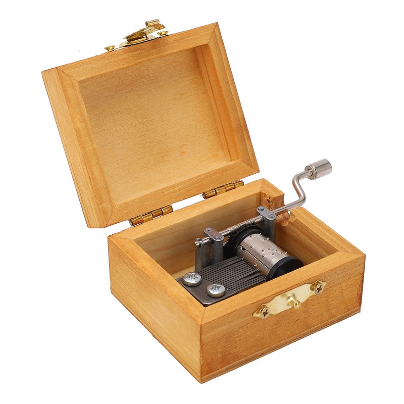 Hand Cranked Music Box Mini Portable Gemini Pattern Retro Style