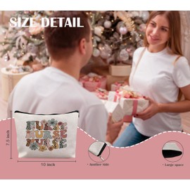 YeiHe Nurse Makeup Bag, Nurse Gifts, Nurse Gifts for Women, Groovy Retro Nurse Floral Cosmetic Bags for Women, Future Nurse Gifts, School Nurse Gifts, Nurse Makeup Pouch Zipper Pouch