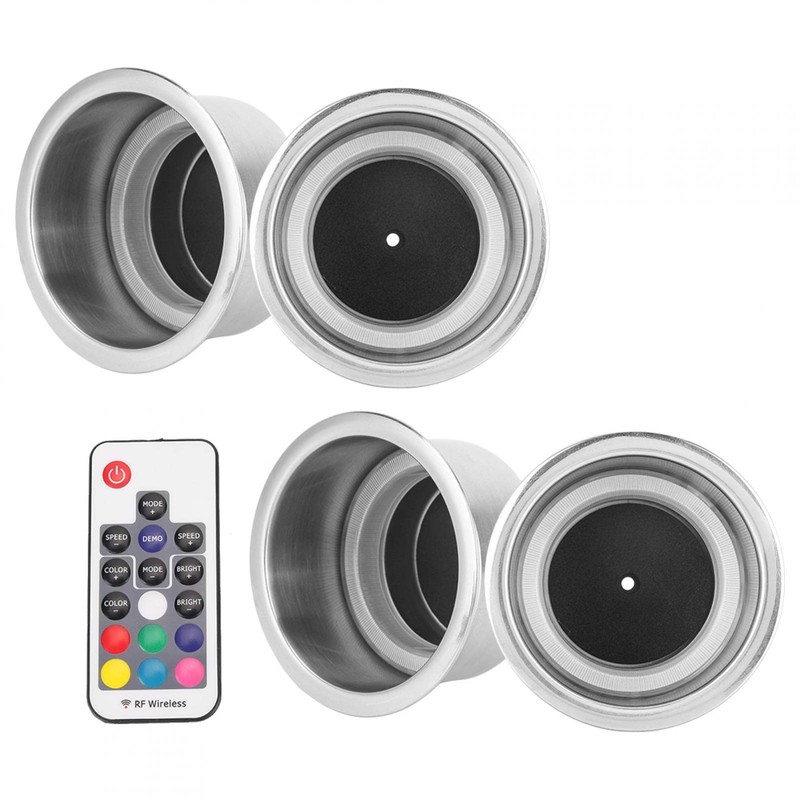 Kuuleyn Drink Cup Holder, 4Pcs DC 12V RGB LED Car
