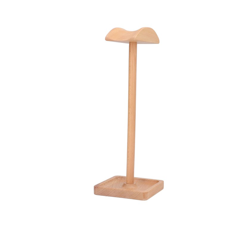 Wooden Headphone Holder Beech Headset Stand Desktop Display Shelf for