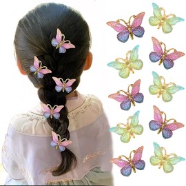 10 Pcs Butterfly Hairpin Elegant Butterfly Hair Clips for Girl Resin Butterfly Shiny Hair Clips Barrettes for Women Girls Hairpin Green and Gradient Color